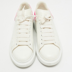 Alexander McQueen White/Pink Leather Oversized Sneakers Size 40