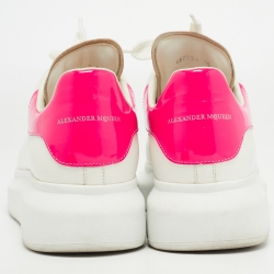 Alexander McQueen White/Pink Leather Oversized Sneakers Size 40