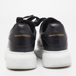 Pre Owned Alexander McQueen Black Leather Oversized Sneakers Size 37