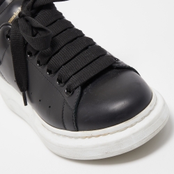 Pre Owned Alexander McQueen Black Leather Oversized Sneakers Size 37
