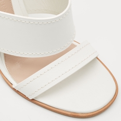 Pre Owned Alexander McQueen White Leather Flower Heel Ankle Strap Sandals Size 39