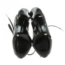 Pre Owned Alexander Mcqueen Black Leather Lace Up Ankle Boots Size 39