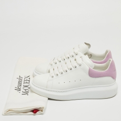 Pre Owned Alexander McQueen White/Purples Suede and Leather Oversized Sneakers Size 39