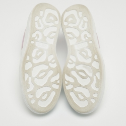 Pre Owned Alexander McQueen White/Purples Suede and Leather Oversized Sneakers Size 39