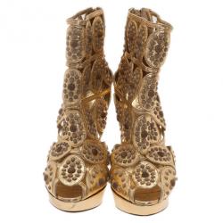 Pre Owned صندل أليكساندر ماكوين دوائر ذهبية كعب عال مقدمة مرتفعة مقاس 40