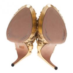 Pre Owned صندل أليكساندر ماكوين دوائر ذهبية كعب عال مقدمة مرتفعة مقاس 40