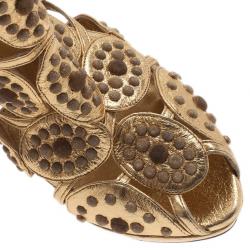 Pre Owned صندل أليكساندر ماكوين دوائر ذهبية كعب عال مقدمة مرتفعة مقاس 40