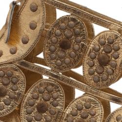 Pre Owned صندل أليكساندر ماكوين دوائر ذهبية كعب عال مقدمة مرتفعة مقاس 40