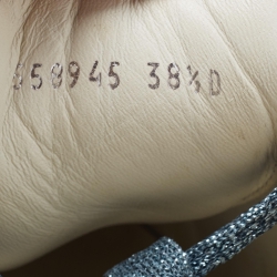 Pre Owned Alexander McQueen White Leather and Glitter Oversized Sneakers Size 38.5