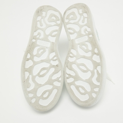 Pre Owned Alexander McQueen White Leather Crystal Embellished Oversized Sneakers Size 37