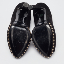 Pre Owned Alexander McQueen Black Suede Skull Embellished Peep Toe Pumps Size 40