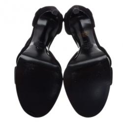 Pre Owned صندل اليكساندر مكوين أرماديلو مرصع جلد أسود مدبوغ مقاس 40