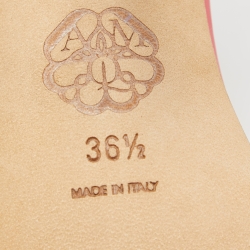 Pre Owned Alexander McQueen Pink Leather Spike Ankle Strap Sandals Size 36.5