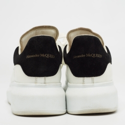 Pre Owned Alexander McQueen White/Black Leather Larry Sneakers Size 37