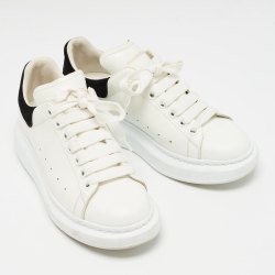 Pre Owned Alexander McQueen White/Black Leather Larry Sneakers Size 37