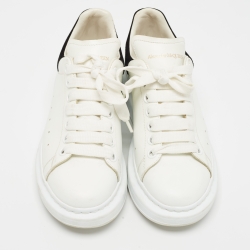 Pre Owned Alexander McQueen White/Black Leather Larry Sneakers Size 37