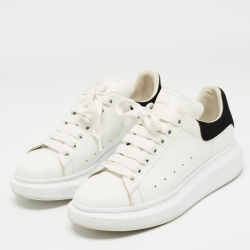 Pre Owned Alexander McQueen White/Black Leather Larry Sneakers Size 37