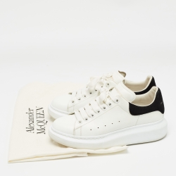 Pre Owned Alexander McQueen White/Black Leather Larry Sneakers Size 37
