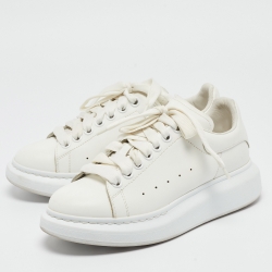 Pre Owned Alexander McQueen White Leather Oversized Sneakers Size 38.5