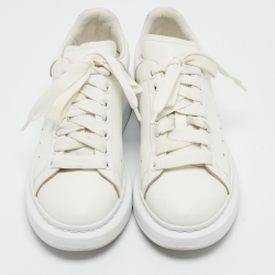 Pre Owned Alexander McQueen White Leather Oversized Sneakers Size 38.5