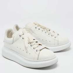 Pre Owned Alexander McQueen White Leather Oversized Sneakers Size 38.5