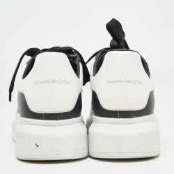 Pre Owned Alexander McQueen Black/White Leather Oversized Sneakers Size 38