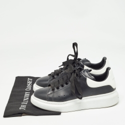Pre Owned Alexander McQueen Black/White Leather Oversized Sneakers Size 38