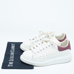 مملوكة مسبقًا Alexander McQueen White/Purple Leather Larry Sneakers Size 38.5