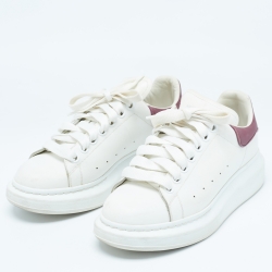 مملوكة مسبقًا Alexander McQueen White/Purple Leather Larry Sneakers Size 38.5