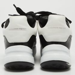 Pre Owned Alexander McQueen White/Black Leather Larry Sneakers Size 35.5
