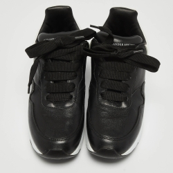 Pre Owned Alexander McQueen White/Black Leather Larry Sneakers Size 35.5