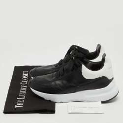 Pre Owned Alexander McQueen White/Black Leather Larry Sneakers Size 35.5
