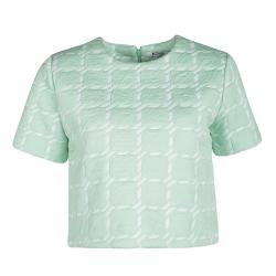 T by Alexander Wang Peppermint Green Jumbo Houndstooth Pattern Crop Top S 