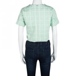 T by Alexander Wang Peppermint Green Jumbo Houndstooth Pattern Crop Top S 