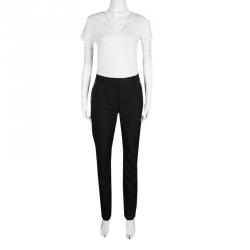 Alexander Wang Black Wool Zip Detail Tapered Cigarette Pants S