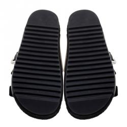 Alexander Wang Black Buckle Detail Leather Idina Espadrille Flat Sandals Size 40