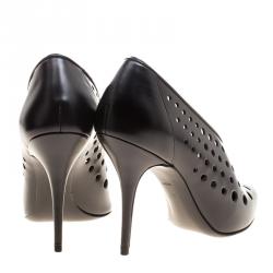 مملوكة مسبقًا Alexander Wang Black Perforated Leather Magdalenda Cutout Ankle Booties Size 37