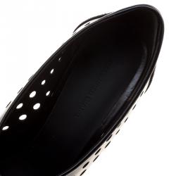 مملوكة مسبقًا Alexander Wang Black Perforated Leather Magdalenda Cutout Ankle Booties Size 37