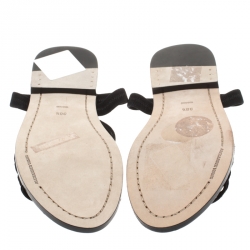 مملوكة مسبقًا صندل فلات أليكساندر وانغ تسا سويدي سيور أسود مقاس 38.5