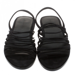 مملوكة مسبقًا صندل فلات أليكساندر وانغ تسا سويدي سيور أسود مقاس 38.5