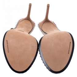 Alexander Wang Beige Suede And PVC Studded Slingback Nova Sandals Size 41