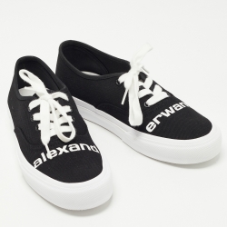 Alexander Wang Black Canvas Dropout Lace Up Sneakers Size 40