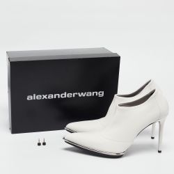 Alexander Wang White Leather Cara Booties Size 39.5