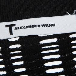T by Alexander Wang Black Perforated Knit Short Sleeve Dress L
