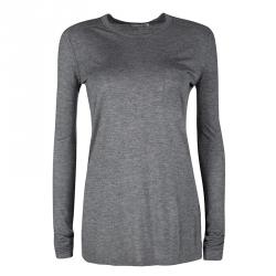 T by Alexander Wang Grey Melange Jersey Long Sleeve T-Shirt XS