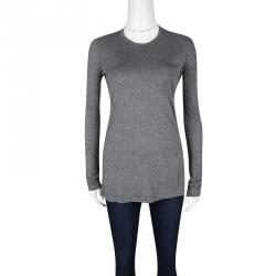 T by Alexander Wang Grey Melange Jersey Long Sleeve T-Shirt XS