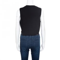 Pre Owned Alexander Wang Black Barcode Printed Cotton Sleeveless Cropped Top M