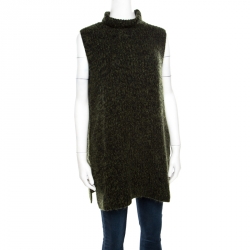 Pre Owned T By Alexander Wang Green and Black Chunky Knit Sleeveless Oversized Sweater M