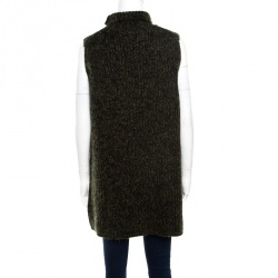Pre Owned T By Alexander Wang Green and Black Chunky Knit Sleeveless Oversized Sweater M