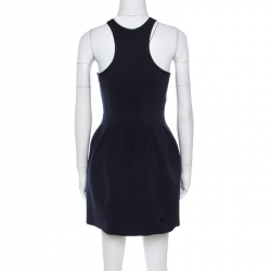 T by Alexander Wang Navy Blue Box Pleated Neoprene Flared Dress XS